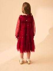 Laura Ashley Red Sequin Mesh Dress - Image 3 of 13