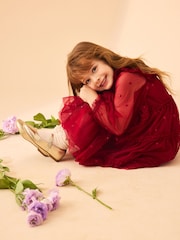 Laura Ashley Red Sequin Mesh Dress - Image 4 of 13