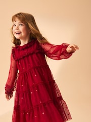 Laura Ashley Red Sequin Mesh Dress - Image 5 of 13