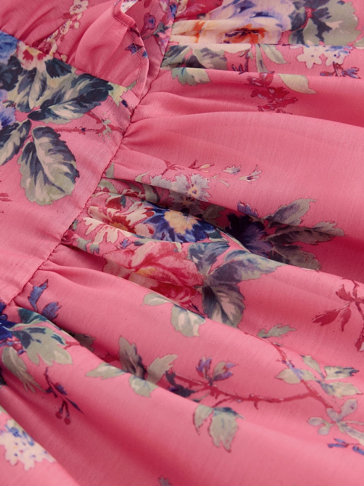Laura Ashley Pink Romantic Rose Floral Organza Dress - Image 9 of 9