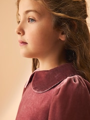Laura Ashley Pink Velvet Peter Pan Collar Dress - Image 10 of 11