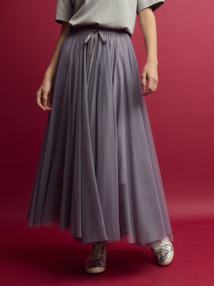 Blue Mesh Maxi Skirt - Image 2 of 4