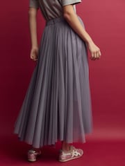Blue Mesh Maxi Skirt - Image 3 of 4