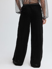 Black Velvet Wide Leg Trousers - Image 4 of 8