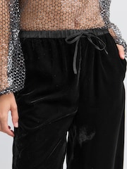 Black Velvet Wide Leg Trousers - Image 5 of 8