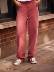 Pink Washed Cord Wide Leg 100% Cotton Trousers - Image 2 of 6