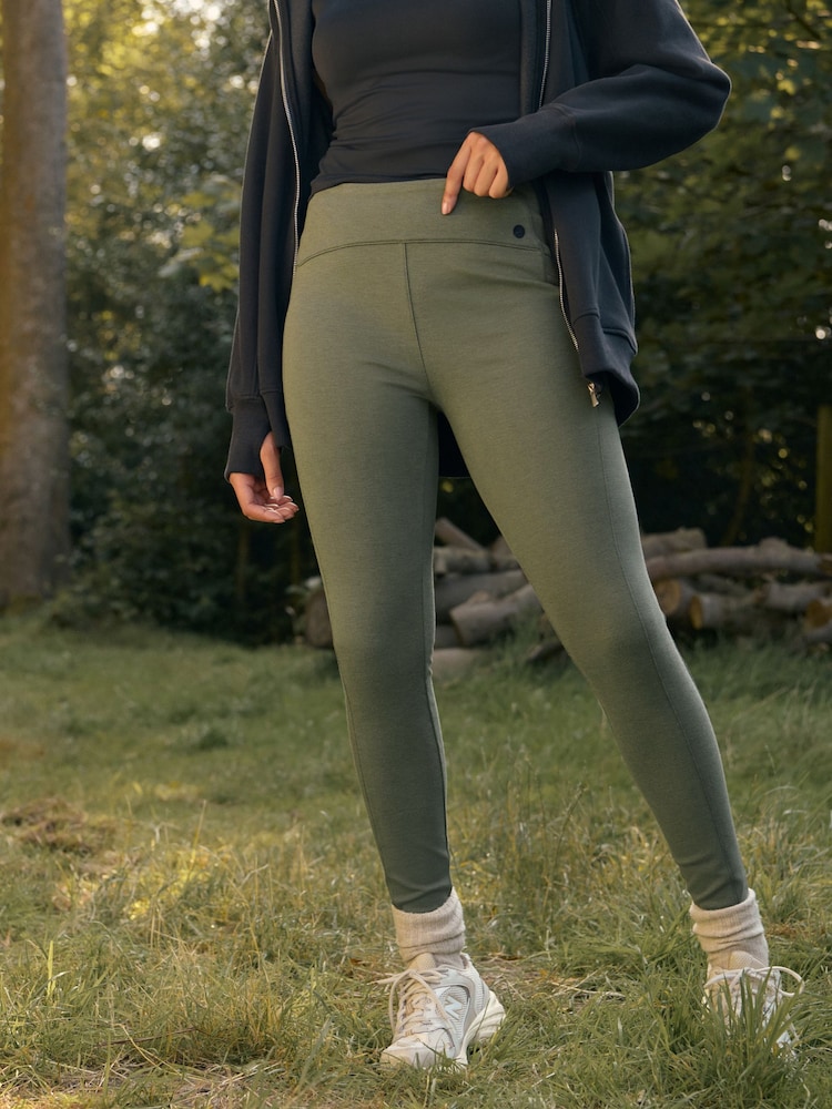 Khaki Green Elements Fleece Lined Leggings - Image 2 of 8