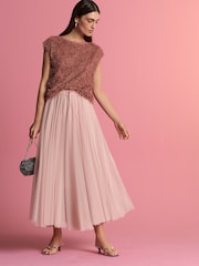 Pink Mesh Maxi Skirt - Image 2 of 8