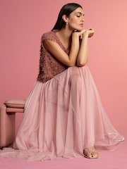 Pink Mesh Maxi Skirt - Image 3 of 8