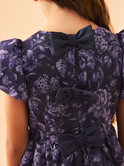 Laura Ashley Navy Heledd Blooms Border Print Organza Dress - Image 5 of 5