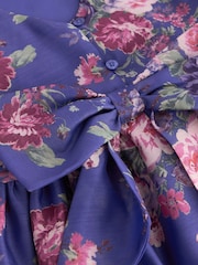 Laura Ashley Blue Romantic Rose Floral Organza Prom Dress - Image 12 of 12