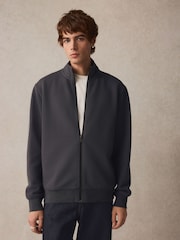 Schiefergrau - Texturierter Hoodie mit durchgehendem Reißverschluss - Image 3 of 8