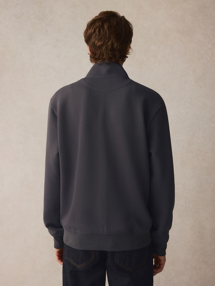 Schiefergrau - Texturierter Hoodie mit durchgehendem Reißverschluss - Image 4 of 8