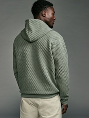Sage Green Hooded Textured Overhead Hoodie - Image 3 of 8