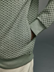 Sage Green Hooded Textured Overhead Hoodie - Image 4 of 8