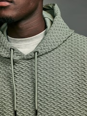 Sage Green Hooded Textured Overhead Hoodie - Image 5 of 8