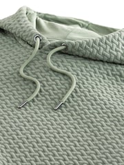 Sage Green Hooded Textured Overhead Hoodie - Image 7 of 8