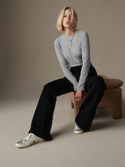 Black Flared Jersey Trousers - Image 2 of 7
