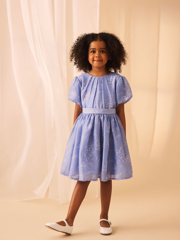 Laura Ashley Pale Blue Willow Floral Organza Prom Dress - Image 1 of 9