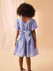 Laura Ashley Pale Blue Willow Floral Organza Prom Dress - Image 2 of 9