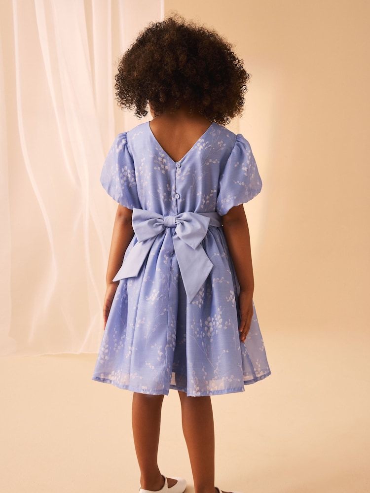 Laura Ashley Pale Blue Willow Floral Organza Prom Dress - Image 2 of 9