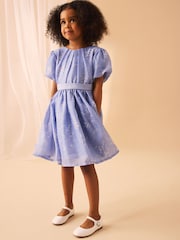 Laura Ashley Pale Blue Willow Floral Organza Prom Dress - Image 3 of 9