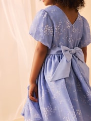 Laura Ashley Pale Blue Willow Floral Organza Prom Dress - Image 5 of 9