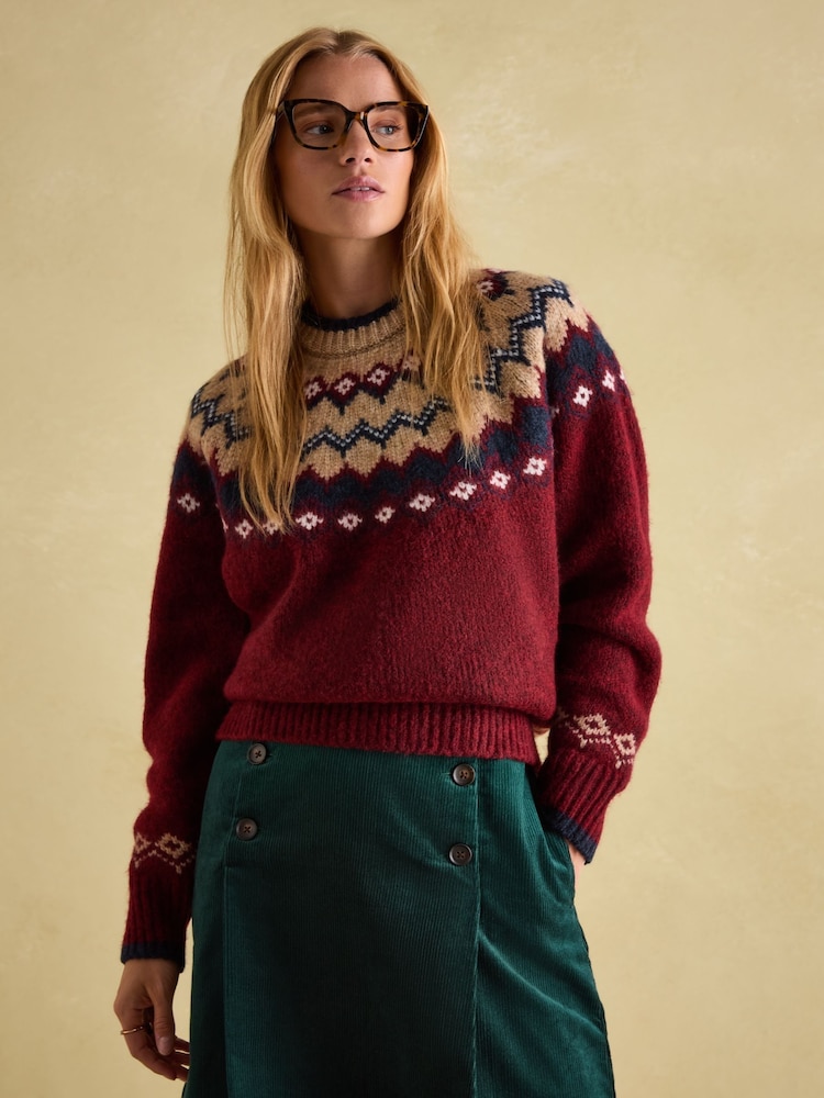 Joules Lowry Red/Navy Fairisle Pattern Jumper - Image 1 of 7