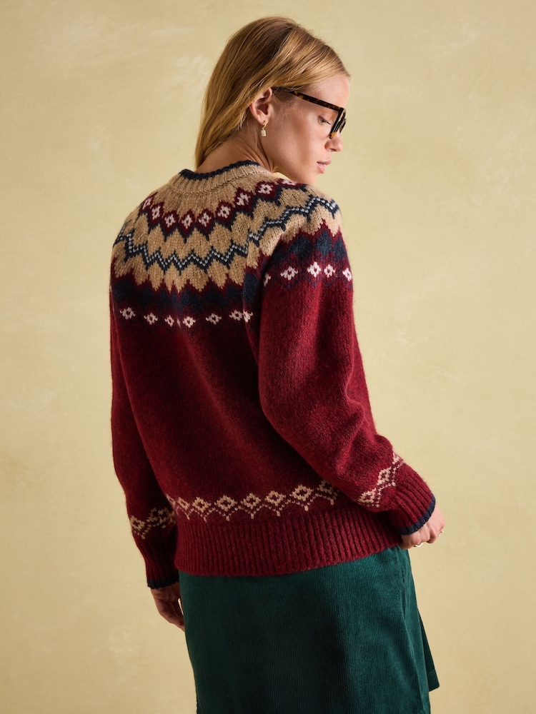 Joules Lowry Red/Navy Fairisle Pattern Jumper - Image 2 of 7