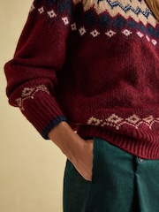 Joules Lowry Red/Navy Fairisle Pattern Jumper - Image 5 of 7