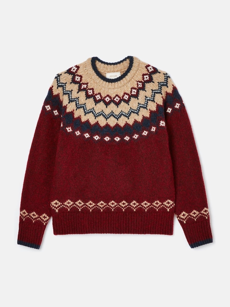 Joules Lowry Red/Navy Fairisle Pattern Jumper - Image 7 of 7