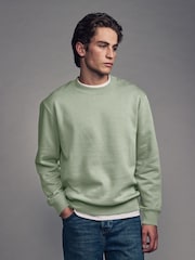 Green Regular Fit Cotton Rich Jersey Crew Sweatshirt - Image 1 of 8