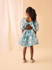 Laura Ashley Mid Blue Fleurir Tourmaline Organza Prom Dress - Image 2 of 6