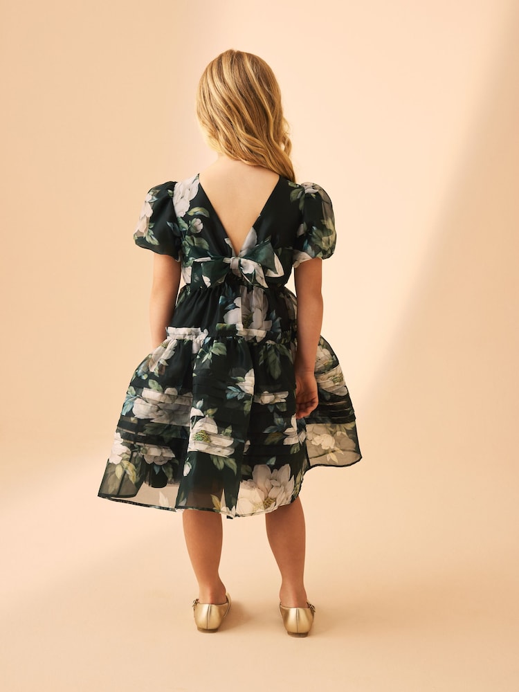 Laura Ashley Green Wisley Floral Organza Prom Dress - Image 2 of 5