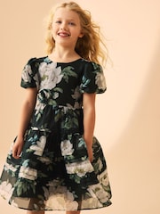 Laura Ashley Green Wisley Floral Organza Prom Dress - Image 3 of 5