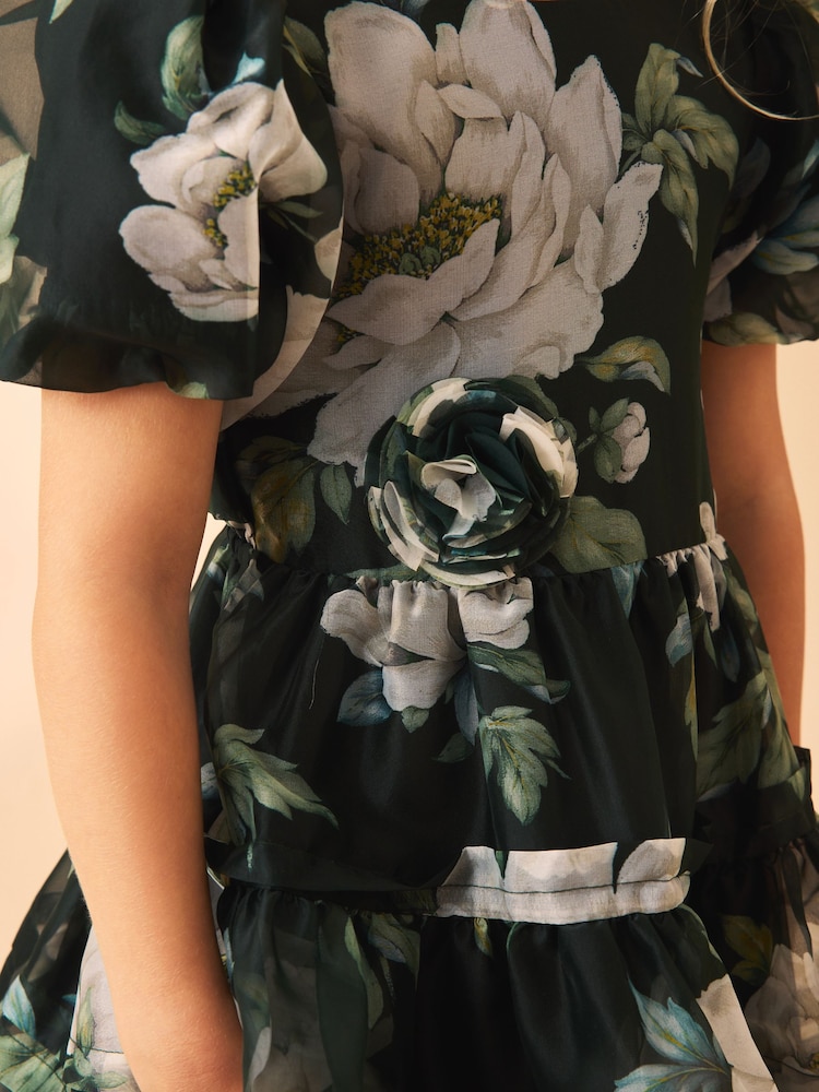 Laura Ashley Green Wisley Floral Organza Prom Dress - Image 5 of 5