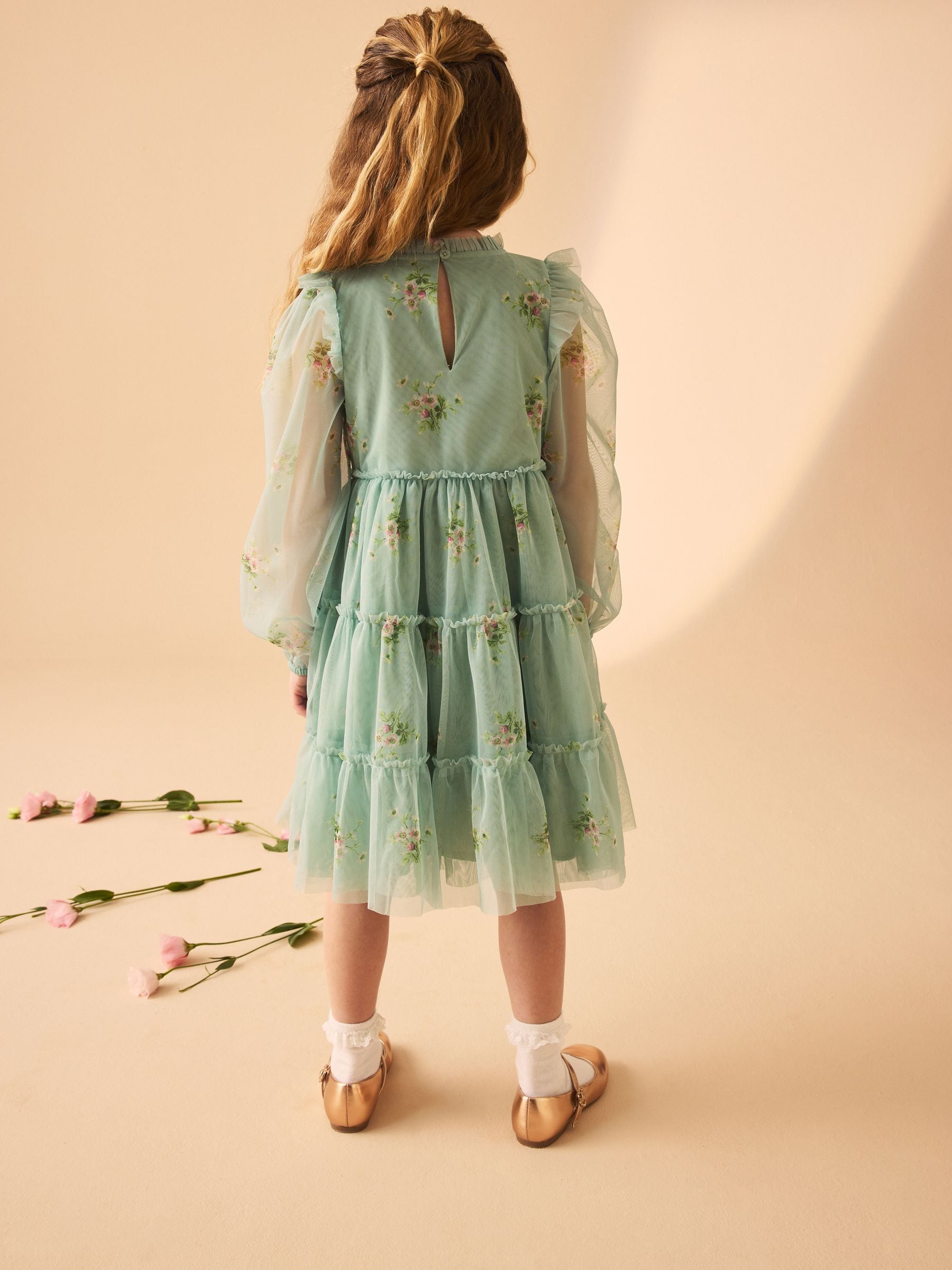 【セール】福袋のファッション通販 Mint Ashley Laura Green Dress Mesh Sleeve Long Tiered ルームウェア・パジャマ