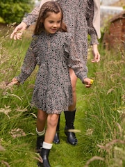 Laura Ashley Black & White Morston Ditsy Chiffon Dress - Image 1 of 9