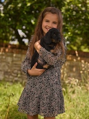 Laura Ashley Black & White Morston Ditsy Chiffon Dress - Image 4 of 9