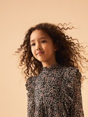 Laura Ashley Black & White Morston Ditsy Chiffon Dress - Image 8 of 9