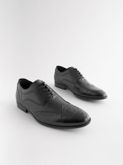 Black Oxford Wing Cap Brogue Shoes - Image 1 of 5