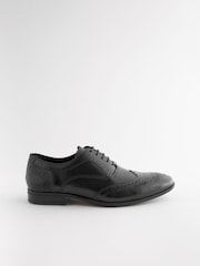 Black Oxford Wing Cap Brogue Shoes - Image 2 of 5