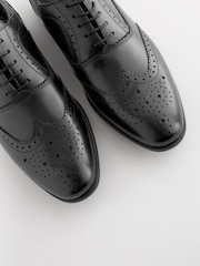 Black Oxford Wing Cap Brogue Shoes - Image 3 of 5
