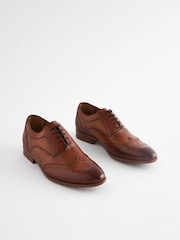 Tan Brown Oxford Wing Cap Brogue Shoes - Image 2 of 7