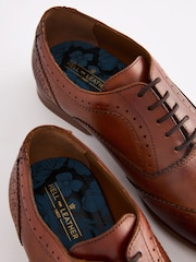 Tan Brown Oxford Wing Cap Brogue Shoes - Image 6 of 7