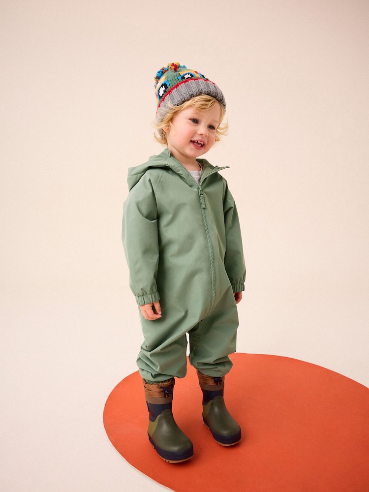 Khaki Green Waterproof Fleece Lined Puddlesuit (3mths-7yrs) - Image 2 of 8