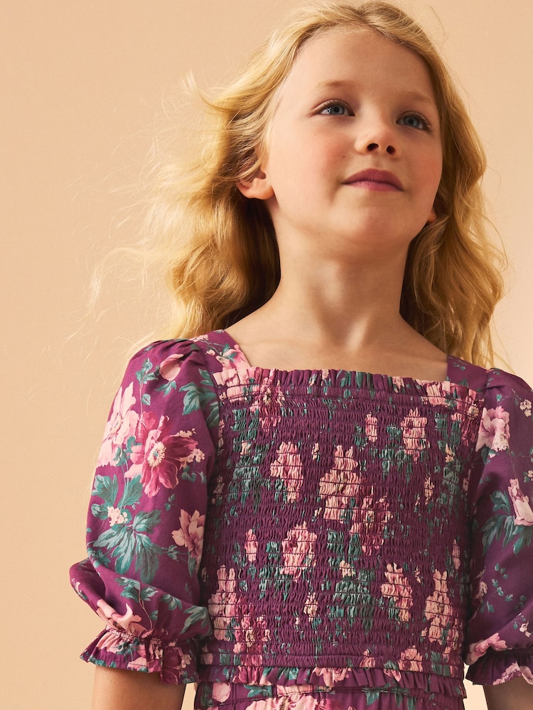 Laura Ashley Berry Pink Peony Garden Smocked Top And Skirt Set - Image 2 of 8