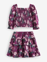 Laura Ashley Berry Pink Peony Garden Smocked Top And Skirt Set - Image 6 of 8