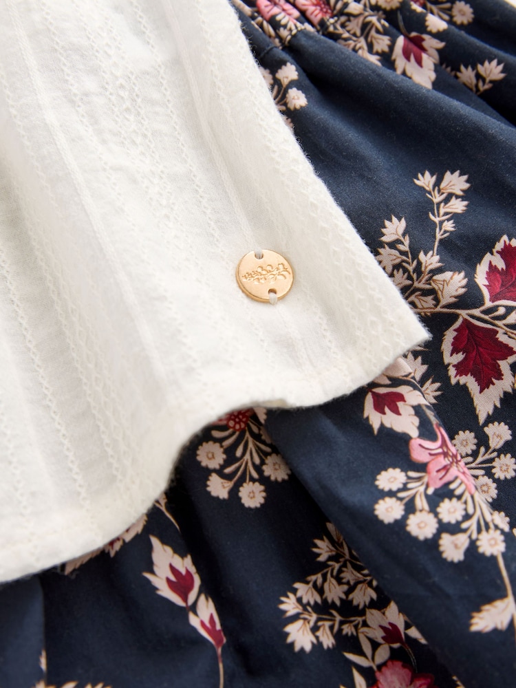 Laura Ashley Cream/Navy Textured Cotton Blouse and Tuttington Floral Shorts Set - Image 11 of 11