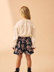 Laura Ashley Cream/Navy Textured Cotton Blouse and Tuttington Floral Shorts Set - Image 2 of 11